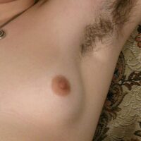 European first-timer with pierced nips displays are wooly pits and vagina too