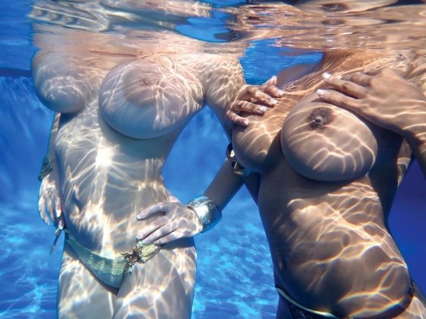 Random detailed photos appear demonstrating the intriguing nature of underwater breasts